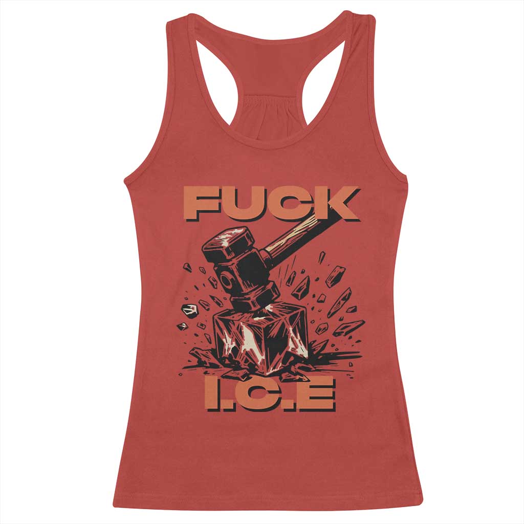 Crush Ice Protest Graphic Racerback Tank Top Sledgehammer Smash Against Ice Political Resistance TS02 Red Print Your Wear