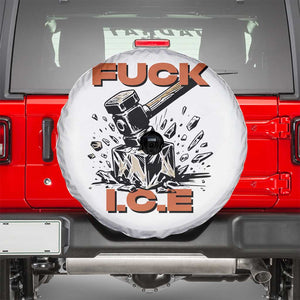Crush Ice Protest Graphic Spare Tire Cover Sledgehammer Smash Against Ice Political Resistance TS02 White Print Your Wear