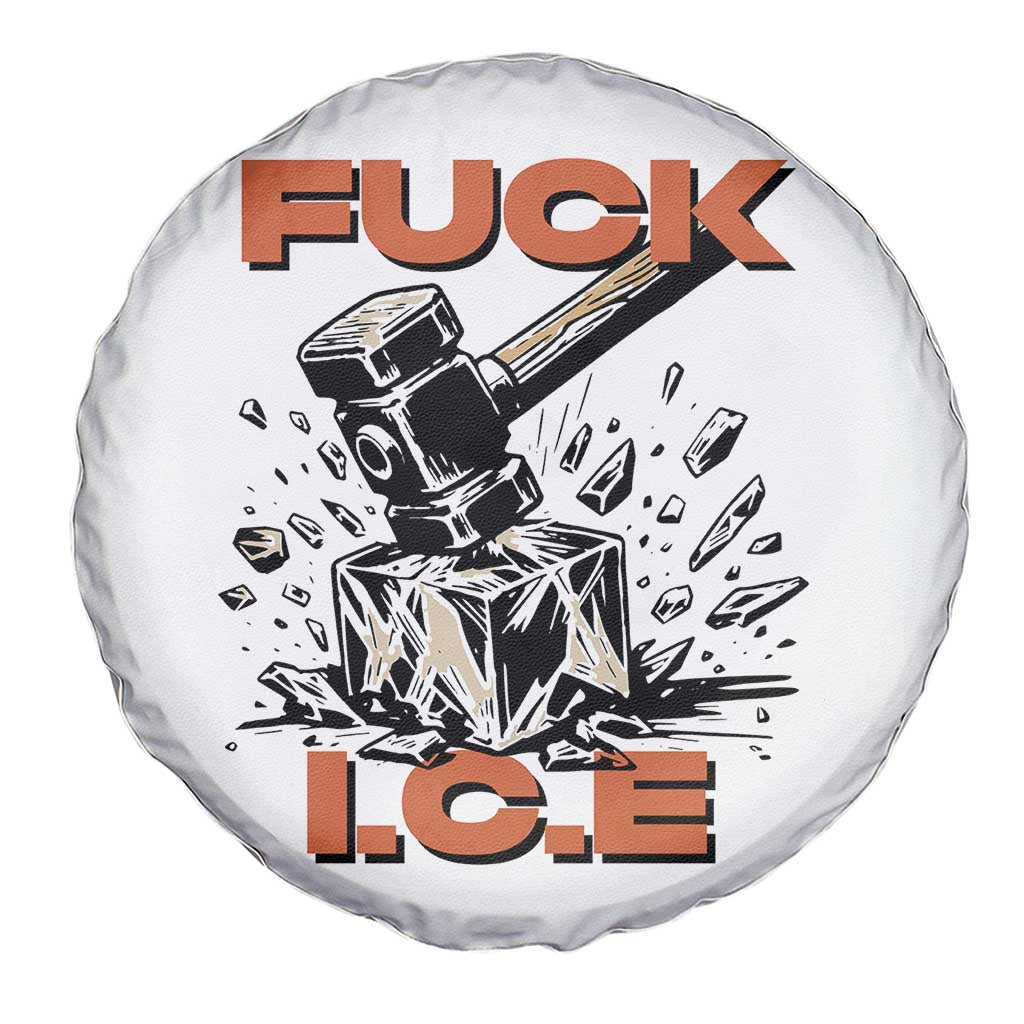 Crush Ice Protest Graphic Spare Tire Cover Sledgehammer Smash Against Ice Political Resistance TS02 Print Your Wear
