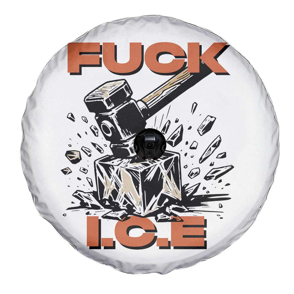 Crush Ice Protest Graphic Spare Tire Cover Sledgehammer Smash Against Ice Political Resistance TS02 Print Your Wear