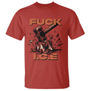 Crush Ice Protest Graphic T Shirt Sledgehammer Smash Against Ice Political Resistance TS02 Red Print Your Wear