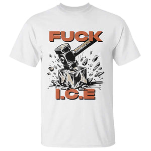 Crush Ice Protest Graphic T Shirt Sledgehammer Smash Against Ice Political Resistance TS02 White Print Your Wear
