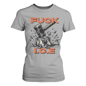 Crush Ice Protest Graphic T Shirt For Women Sledgehammer Smash Against Ice Political Resistance TS02 Sport Gray Print Your Wear