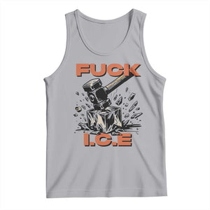 Crush Ice Protest Graphic Tank Top Sledgehammer Smash Against Ice Political Resistance TS02 Athletic Heather Print Your Wear