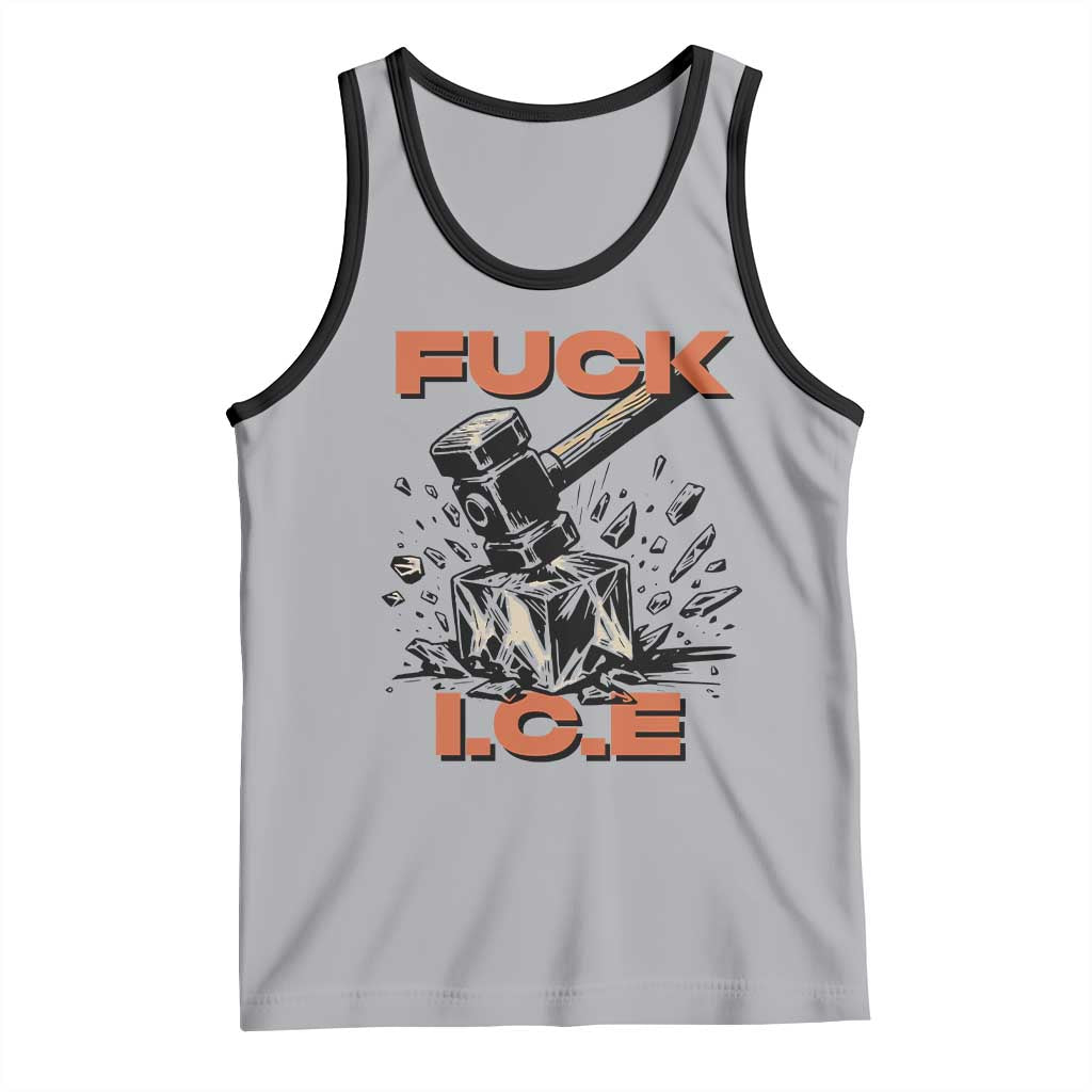Crush Ice Protest Graphic Tank Top Sledgehammer Smash Against Ice Political Resistance TS02 Athletic Heather Black Print Your Wear