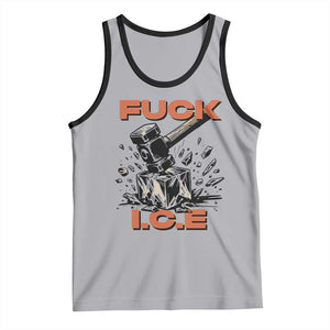 Crush Ice Protest Graphic Tank Top Sledgehammer Smash Against Ice Political Resistance TS02 Athletic Heather Black Print Your Wear