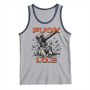 Crush Ice Protest Graphic Tank Top Sledgehammer Smash Against Ice Political Resistance TS02 Athletic Heather Navy Print Your Wear