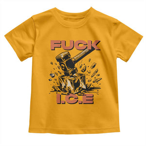 Crush Ice Protest Graphic Toddler T Shirt Sledgehammer Smash Against Ice Political Resistance TS02 Gold Print Your Wear
