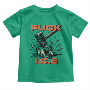 Crush Ice Protest Graphic Toddler T Shirt Sledgehammer Smash Against Ice Political Resistance TS02 Irish Green Print Your Wear