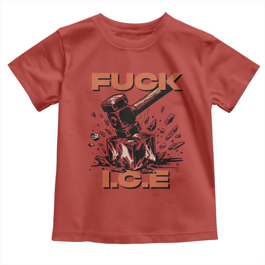 Crush Ice Protest Graphic Toddler T Shirt Sledgehammer Smash Against Ice Political Resistance TS02 Red Print Your Wear