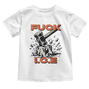 Crush Ice Protest Graphic Toddler T Shirt Sledgehammer Smash Against Ice Political Resistance TS02 White Print Your Wear