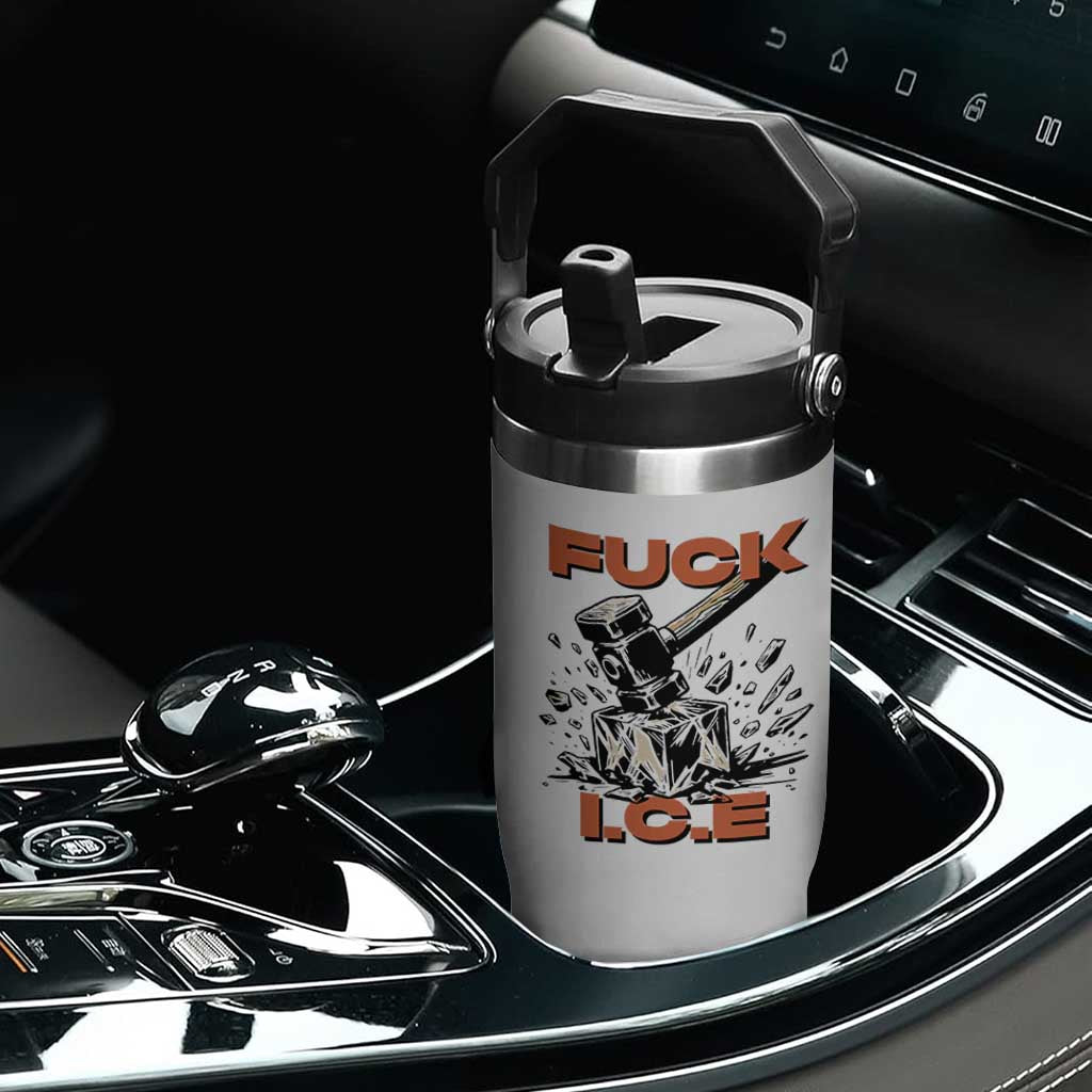 Crush Ice Protest Graphic Flip Straw Tumbler Sledgehammer Smash Against Ice Political Resistance TS02 Print Your Wear