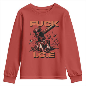 Crush Ice Protest Graphic Youth Sweatshirt Sledgehammer Smash Against Ice Political Resistance TS02 Red Print Your Wear