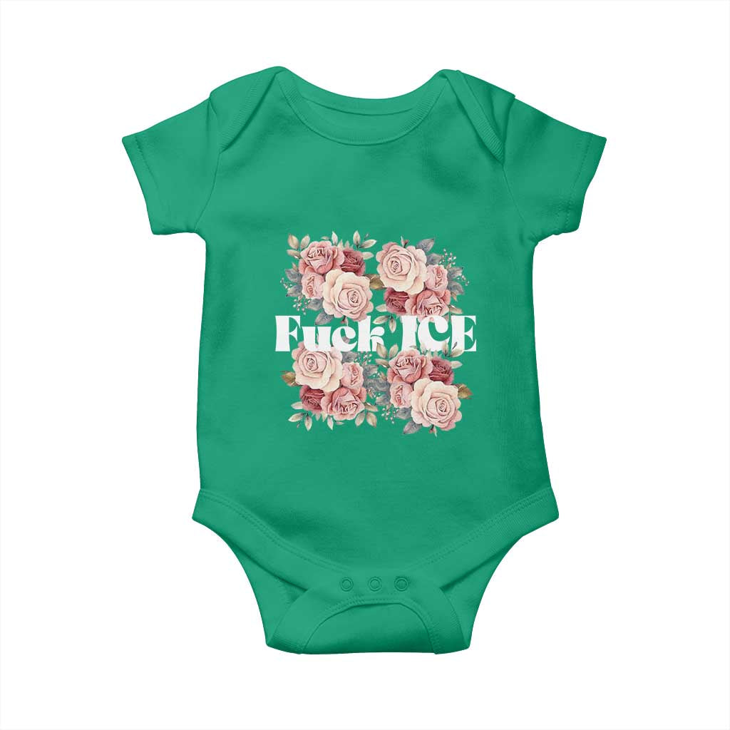 Floral Protest Against Ice Baby Onesie Justice and Freedom Political Resistance TS02 Irish Green Print Your Wear