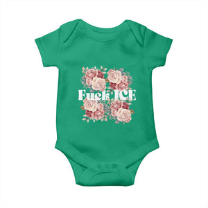 Floral Protest Against Ice Baby Onesie Justice and Freedom Political Resistance TS02 Irish Green Print Your Wear