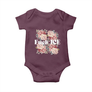 Floral Protest Against Ice Baby Onesie Justice and Freedom Political Resistance TS02 Maroon Print Your Wear
