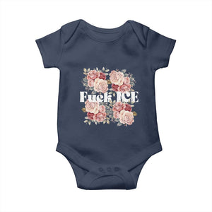 Floral Protest Against Ice Baby Onesie Justice and Freedom Political Resistance TS02 Navy Print Your Wear