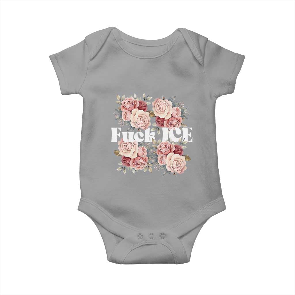 Floral Protest Against Ice Baby Onesie Justice and Freedom Political Resistance TS02 Sport Gray Print Your Wear