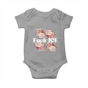 Floral Protest Against Ice Baby Onesie Justice and Freedom Political Resistance TS02 Sport Gray Print Your Wear