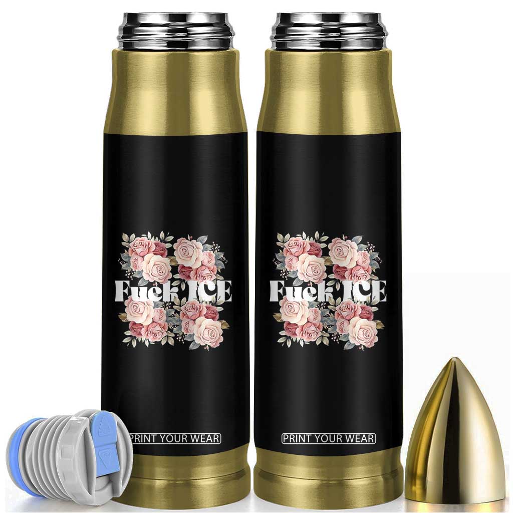 Floral Protest Against Ice Bullet Tumbler Justice and Freedom Political Resistance TS02 Black Print Your Wear