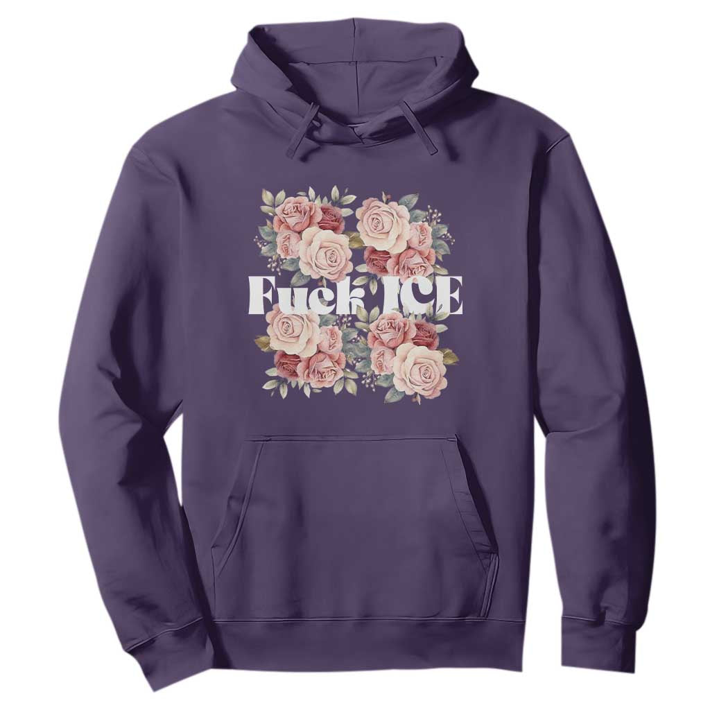 Floral Protest Against Ice Hoodie Justice and Freedom Political Resistance TS02 Purple Print Your Wear