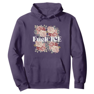 Floral Protest Against Ice Hoodie Justice and Freedom Political Resistance TS02 Purple Print Your Wear
