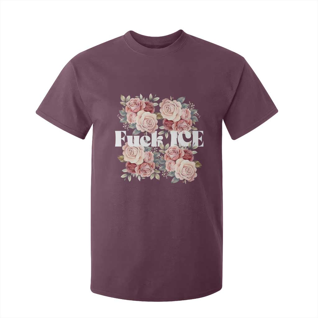Floral Protest Against Ice T Shirt For Kid Justice and Freedom Political Resistance TS02 Maroon Print Your Wear