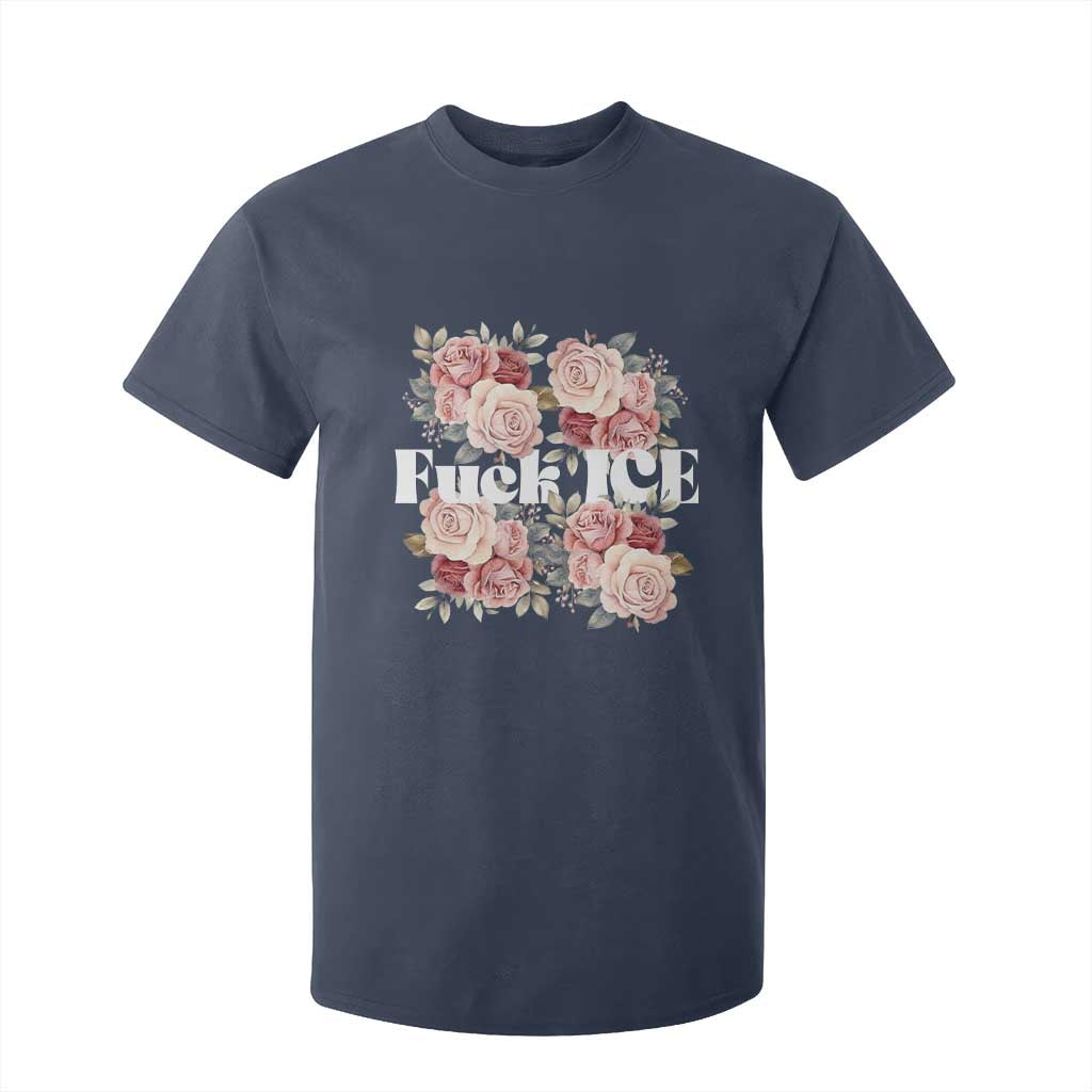 Floral Protest Against Ice T Shirt For Kid Justice and Freedom Political Resistance TS02 Navy Print Your Wear