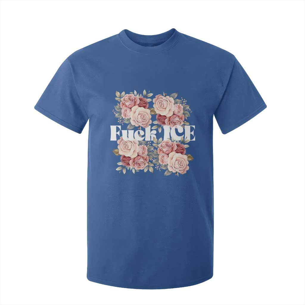 Floral Protest Against Ice T Shirt For Kid Justice and Freedom Political Resistance TS02 Royal Blue Print Your Wear