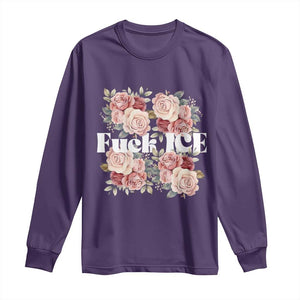 Floral Protest Against Ice Long Sleeve Shirt Justice and Freedom Political Resistance TS02 Purple Print Your Wear