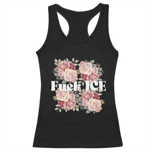 Floral Protest Against Ice Racerback Tank Top Justice and Freedom Political Resistance TS02 Black Print Your Wear