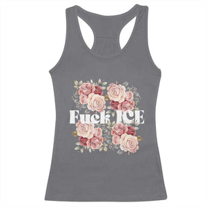 Floral Protest Against Ice Racerback Tank Top Justice and Freedom Political Resistance TS02 Charcoal Print Your Wear
