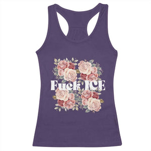 Floral Protest Against Ice Racerback Tank Top Justice and Freedom Political Resistance TS02 Purple Print Your Wear