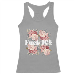 Floral Protest Against Ice Racerback Tank Top Justice and Freedom Political Resistance TS02 Sport Gray Print Your Wear
