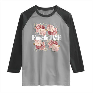 Floral Protest Against Ice Raglan Shirt Justice and Freedom Political Resistance TS02 Sport Gray Black Print Your Wear