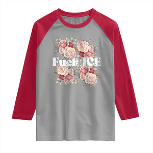 Floral Protest Against Ice Raglan Shirt Justice and Freedom Political Resistance TS02 Sport Gray Red Print Your Wear