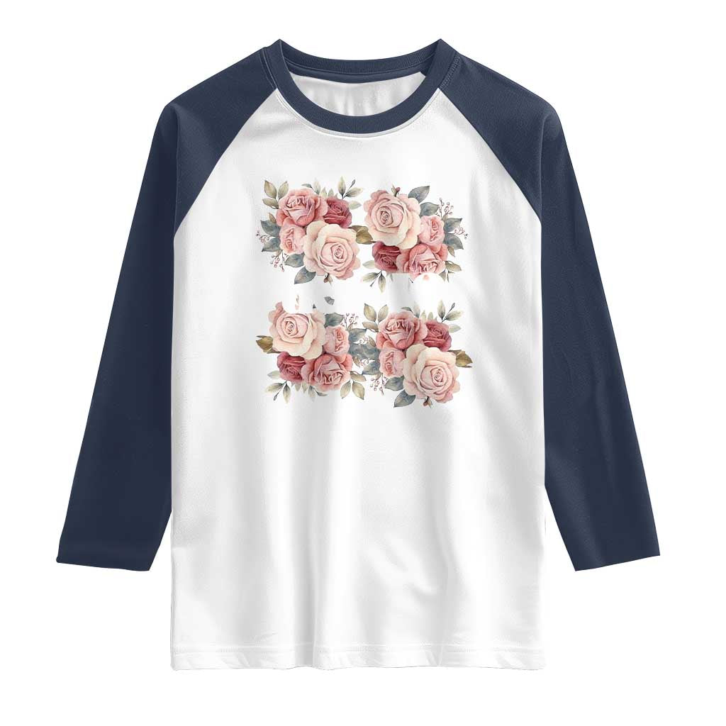 Floral Protest Against Ice Raglan Shirt Justice and Freedom Political Resistance TS02 White Navy Print Your Wear