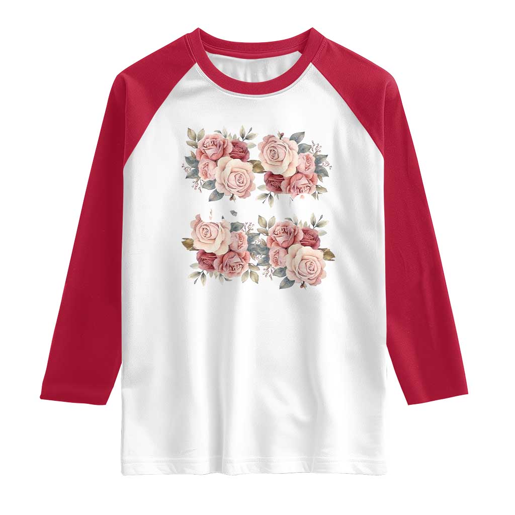 Floral Protest Against Ice Raglan Shirt Justice and Freedom Political Resistance TS02 White Red Print Your Wear