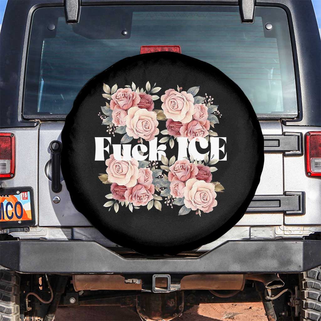 Floral Protest Against Ice Spare Tire Cover Justice and Freedom Political Resistance TS02 No hole Black Print Your Wear
