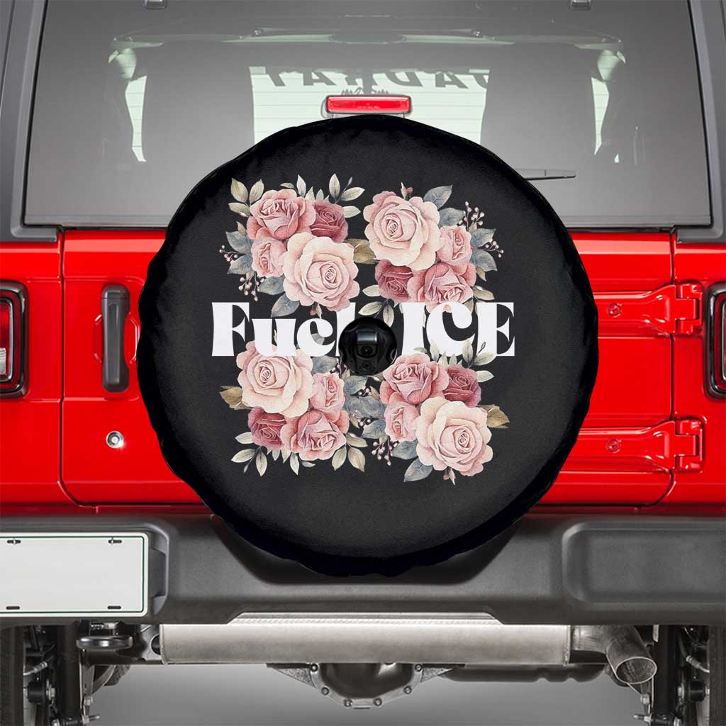 Floral Protest Against Ice Spare Tire Cover Justice and Freedom Political Resistance TS02 Black Print Your Wear