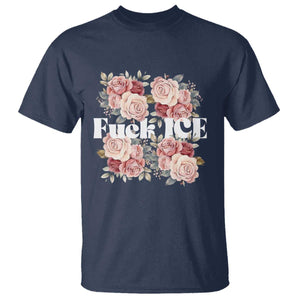 Floral Protest Against Ice T Shirt Justice and Freedom Political Resistance TS02 Navy Print Your Wear