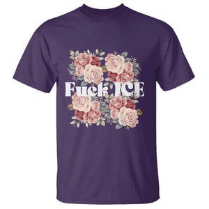 Floral Protest Against Ice T Shirt Justice and Freedom Political Resistance TS02 Purple Print Your Wear