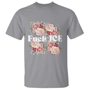 Floral Protest Against Ice T Shirt Justice and Freedom Political Resistance TS02 Sport Gray Print Your Wear