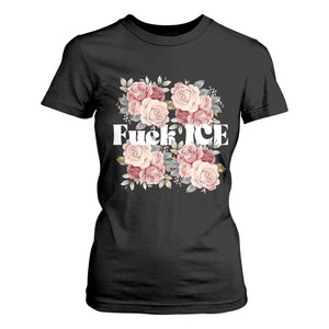 Floral Protest Against Ice T Shirt For Women Justice and Freedom Political Resistance TS02 Black Print Your Wear