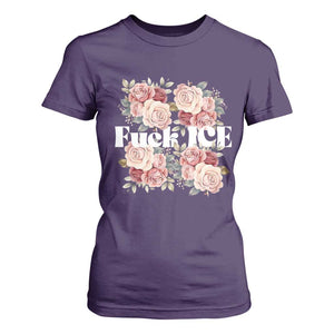 Floral Protest Against Ice T Shirt For Women Justice and Freedom Political Resistance TS02 Purple Print Your Wear