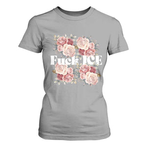 Floral Protest Against Ice T Shirt For Women Justice and Freedom Political Resistance TS02 Sport Gray Print Your Wear