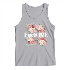 Floral Protest Against Ice Tank Top Justice and Freedom Political Resistance TS02 Athletic Heather Print Your Wear