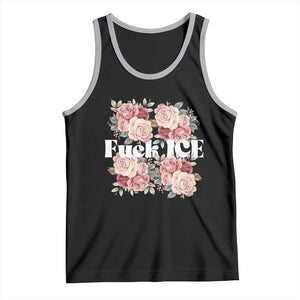 Floral Protest Against Ice Tank Top Justice and Freedom Political Resistance TS02 Black Athletic Heather Print Your Wear