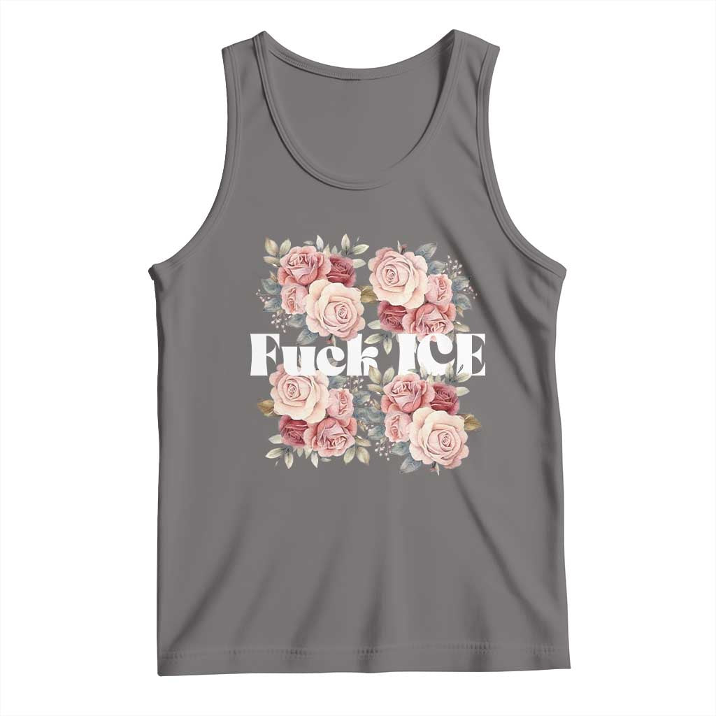 Floral Protest Against Ice Tank Top Justice and Freedom Political Resistance TS02 Deep Heather Print Your Wear