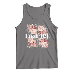 Floral Protest Against Ice Tank Top Justice and Freedom Political Resistance TS02 Deep Heather Print Your Wear